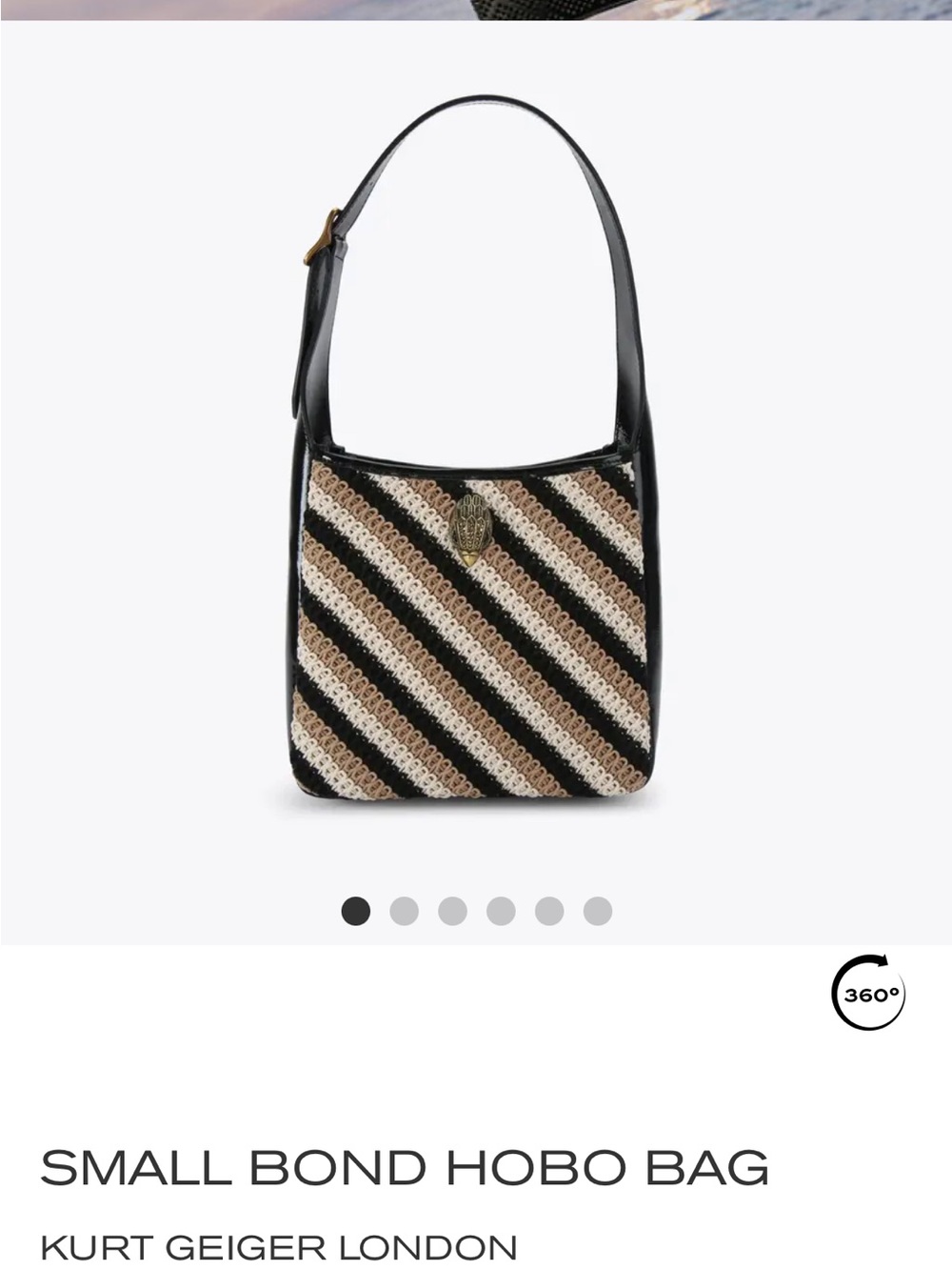 Kurt Geiger Striped Sequin Hobo in Black and Beige